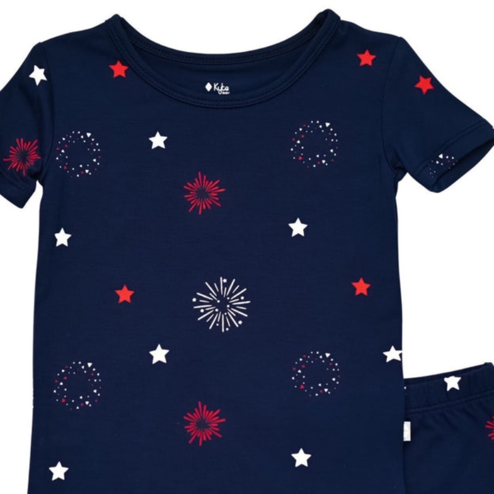 NWT kyte baby toddler short sleeve pj set in fireworks
